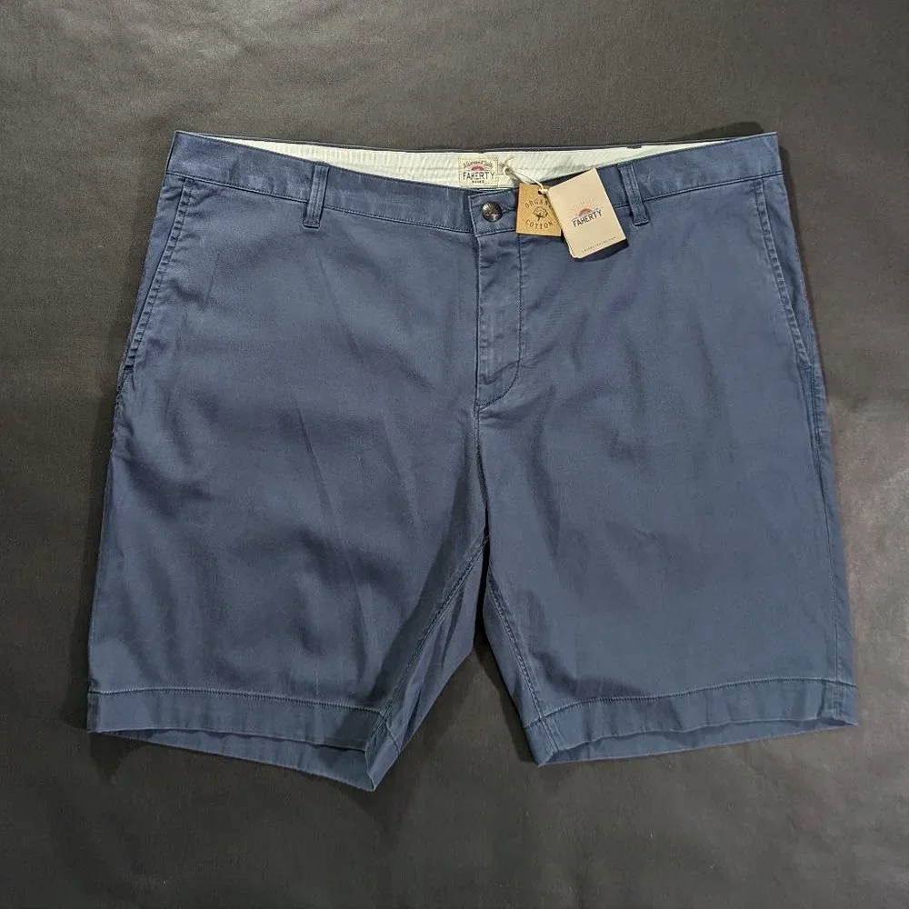 Faherty Island Life Shorts Size 42 Organic Cotton Blue Men`s Chino
